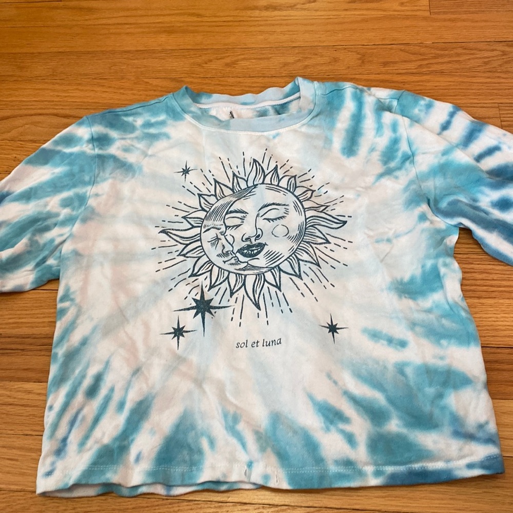 Long sleeve tie dye sun and moon shirt
